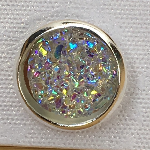 Rainbow Clear Druzy Earrings - Picture 2 of 5